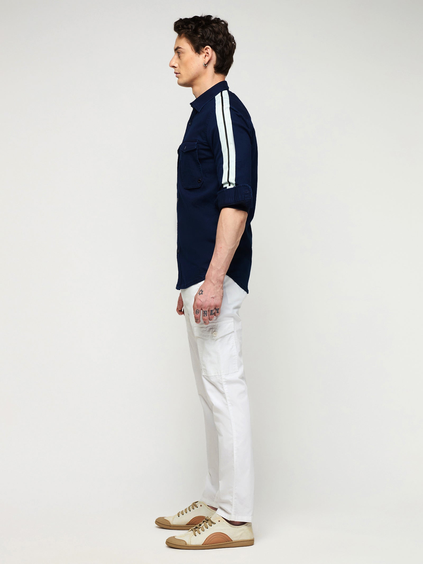 Double Pocket Stretch Denim Shirt