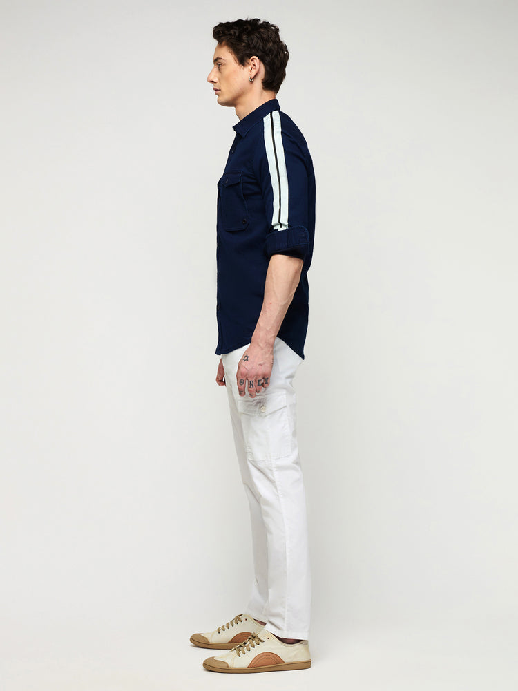 Double Pocket Stretch Denim Shirt