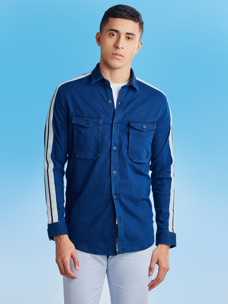 Double Pocket Stretch Denim Shirt