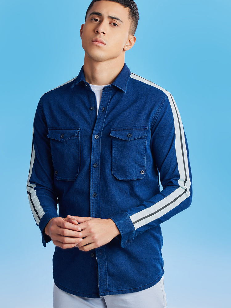 Double Pocket Stretch Denim Shirt