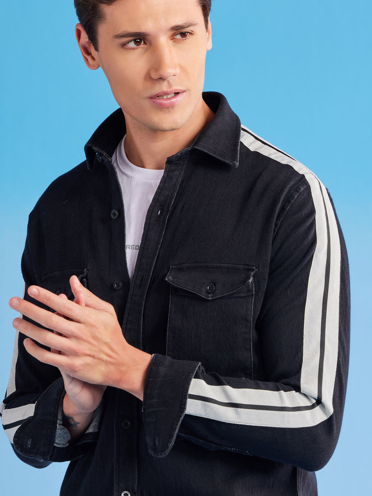 Double Pocket Stretch Denim Shirt
