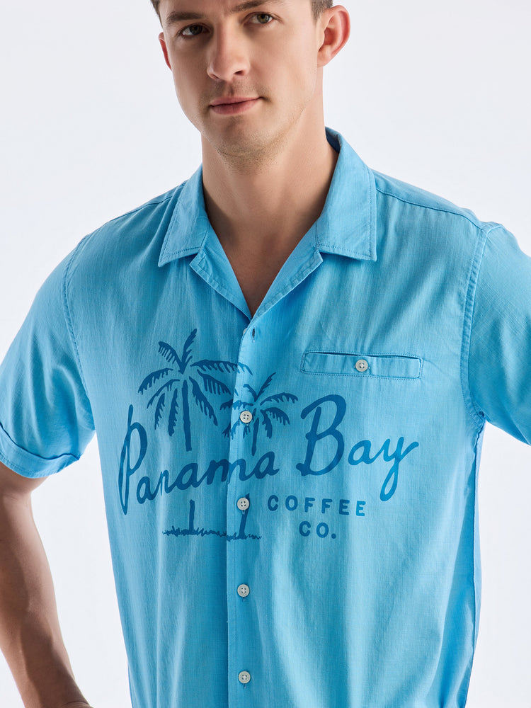 Blue Chest Print Urban Shirt