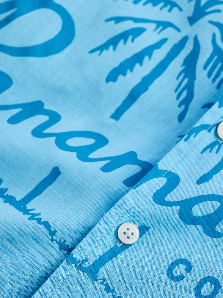 Blue Chest Print Urban Shirt