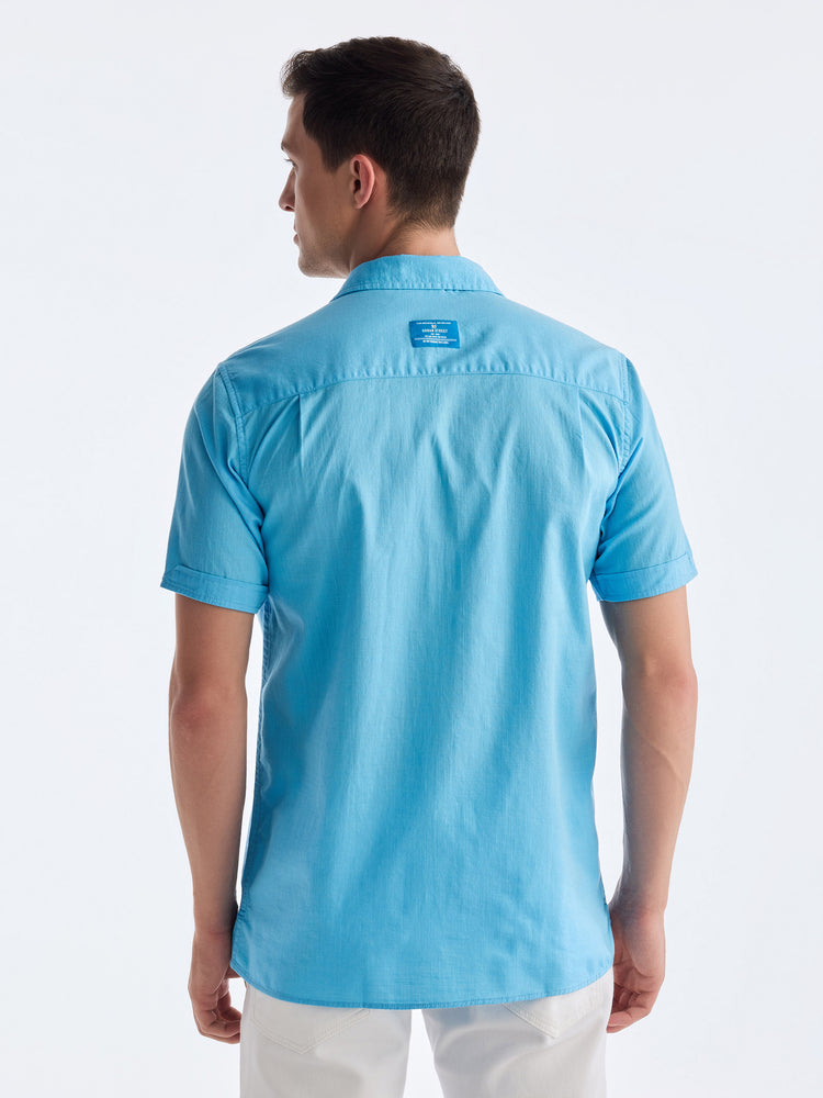 Blue Chest Print Urban Shirt