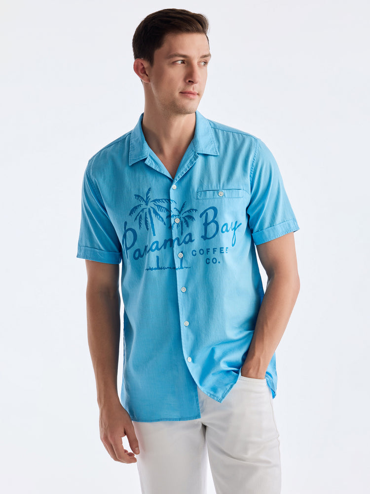 Blue Chest Print Urban Shirt