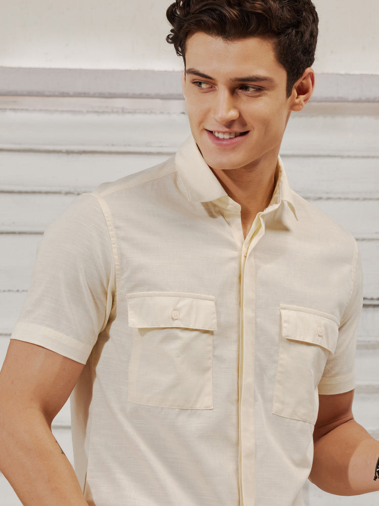 Cream Plain Shirt