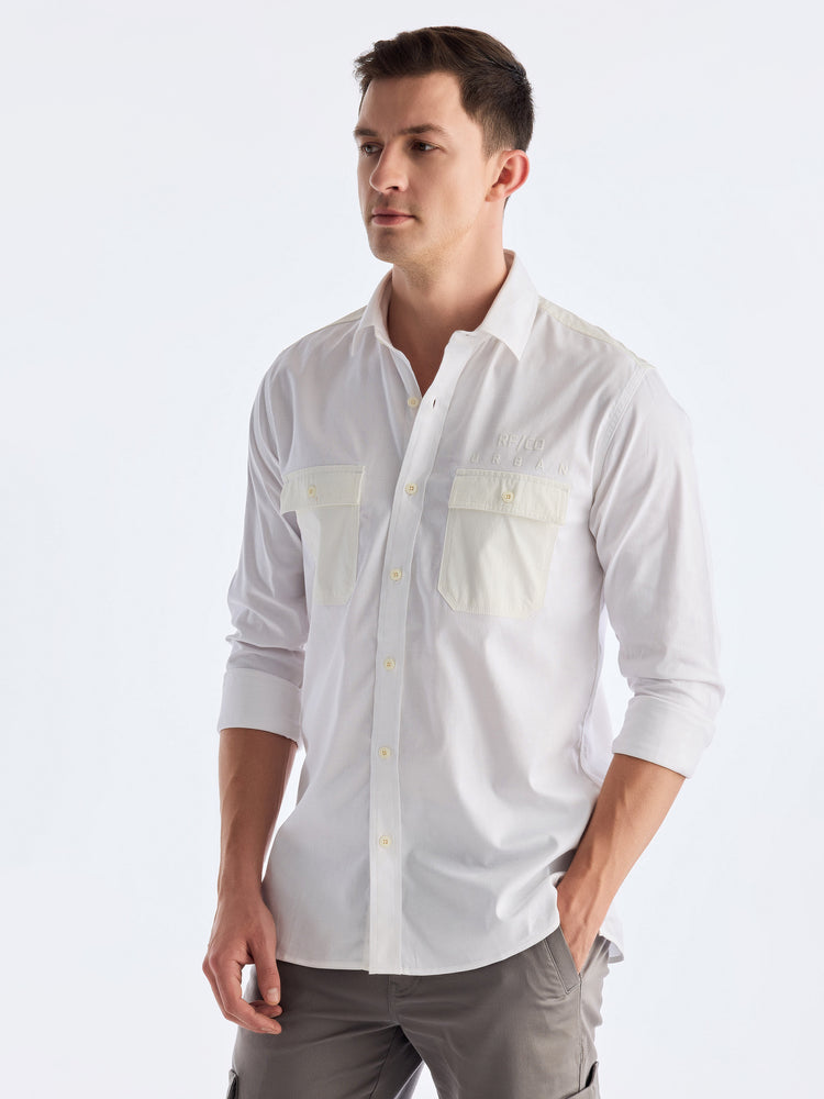 White Solid Urban Shirt