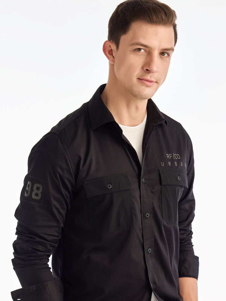 Black Solid Urban Shirt