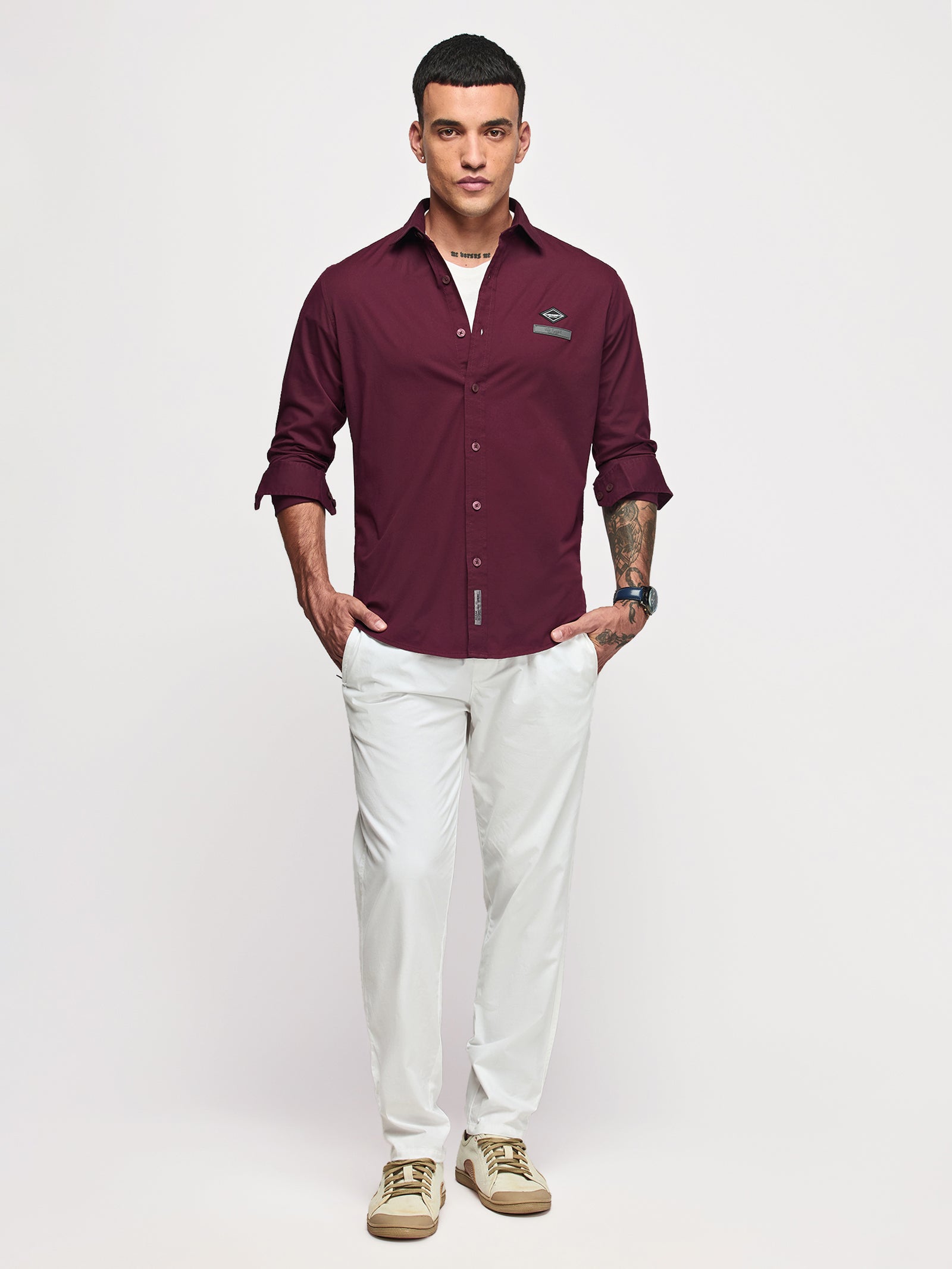 Chest Logo Stretch Shirt