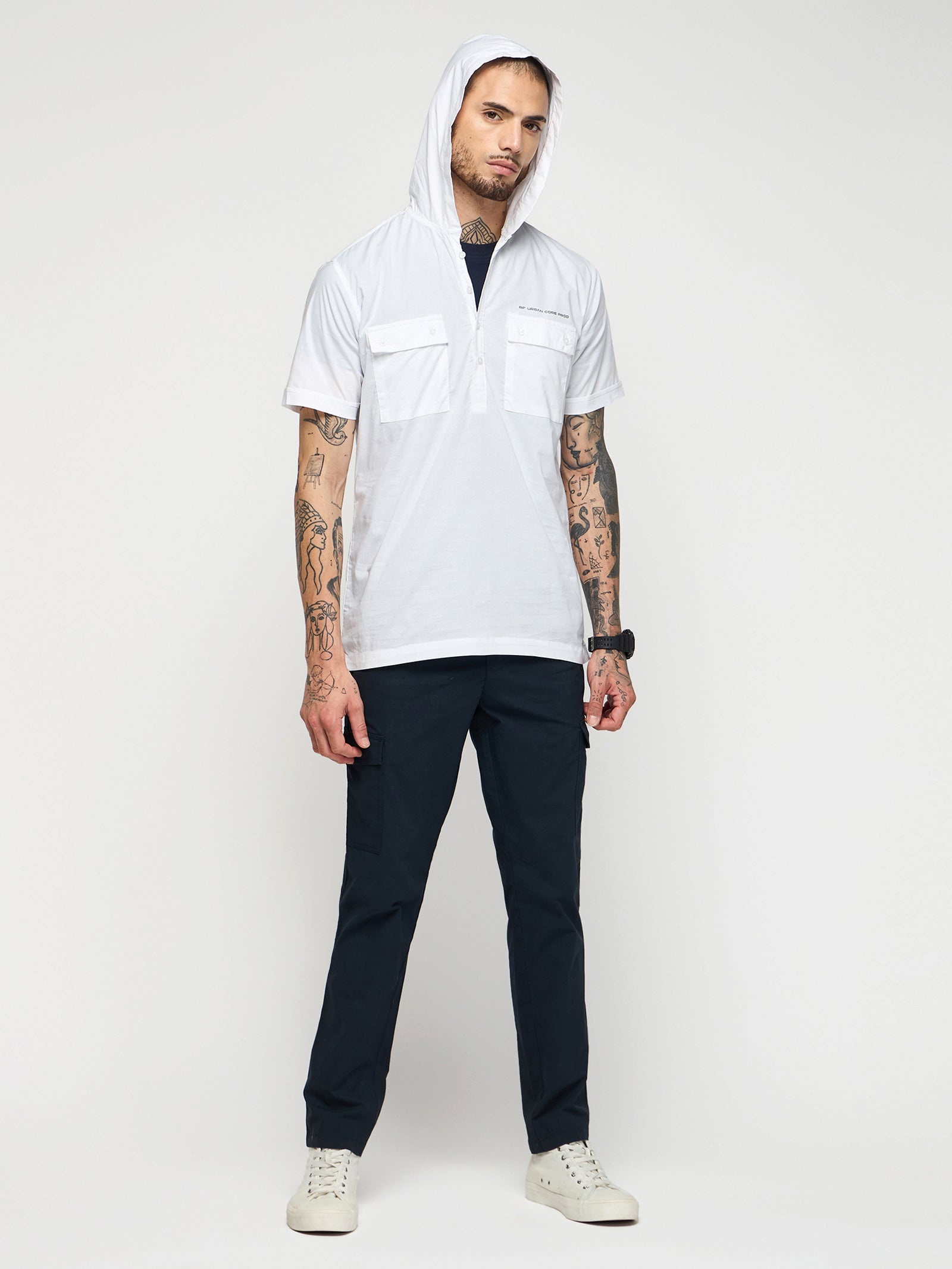 Double Pocket Hooded Shirt