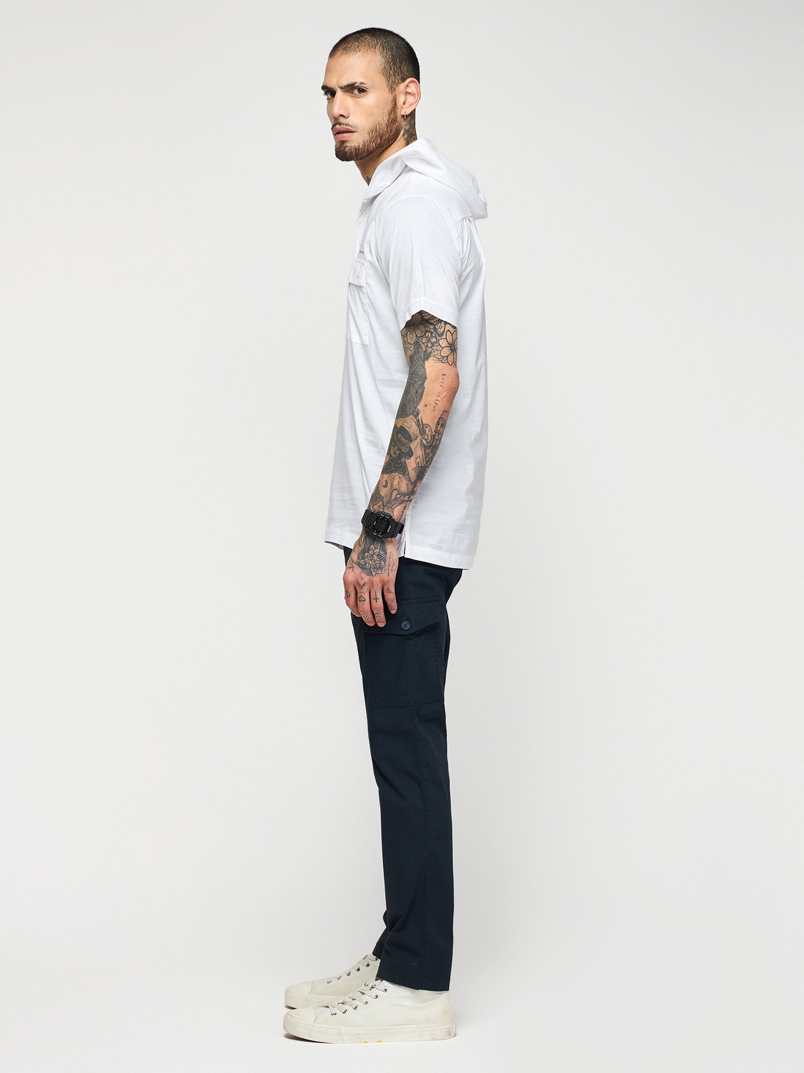 Double Pocket Hooded Shirt
