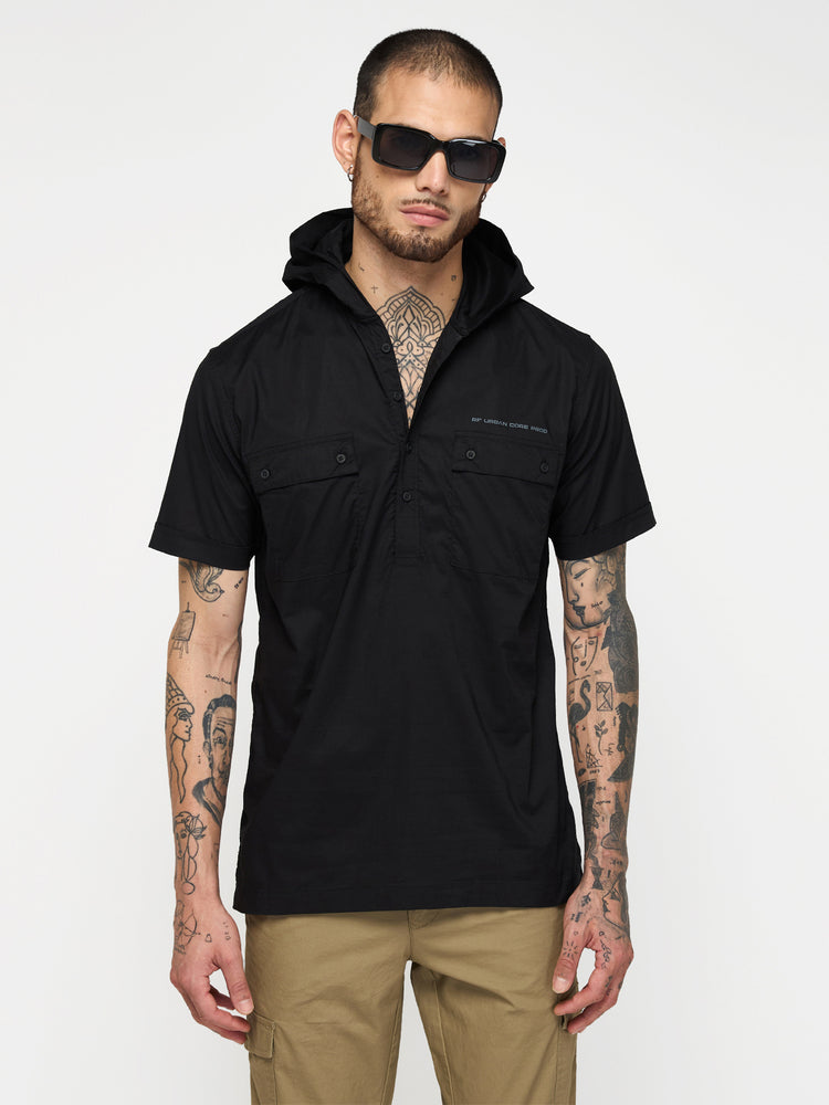 Double Pocket Hooded Shirt