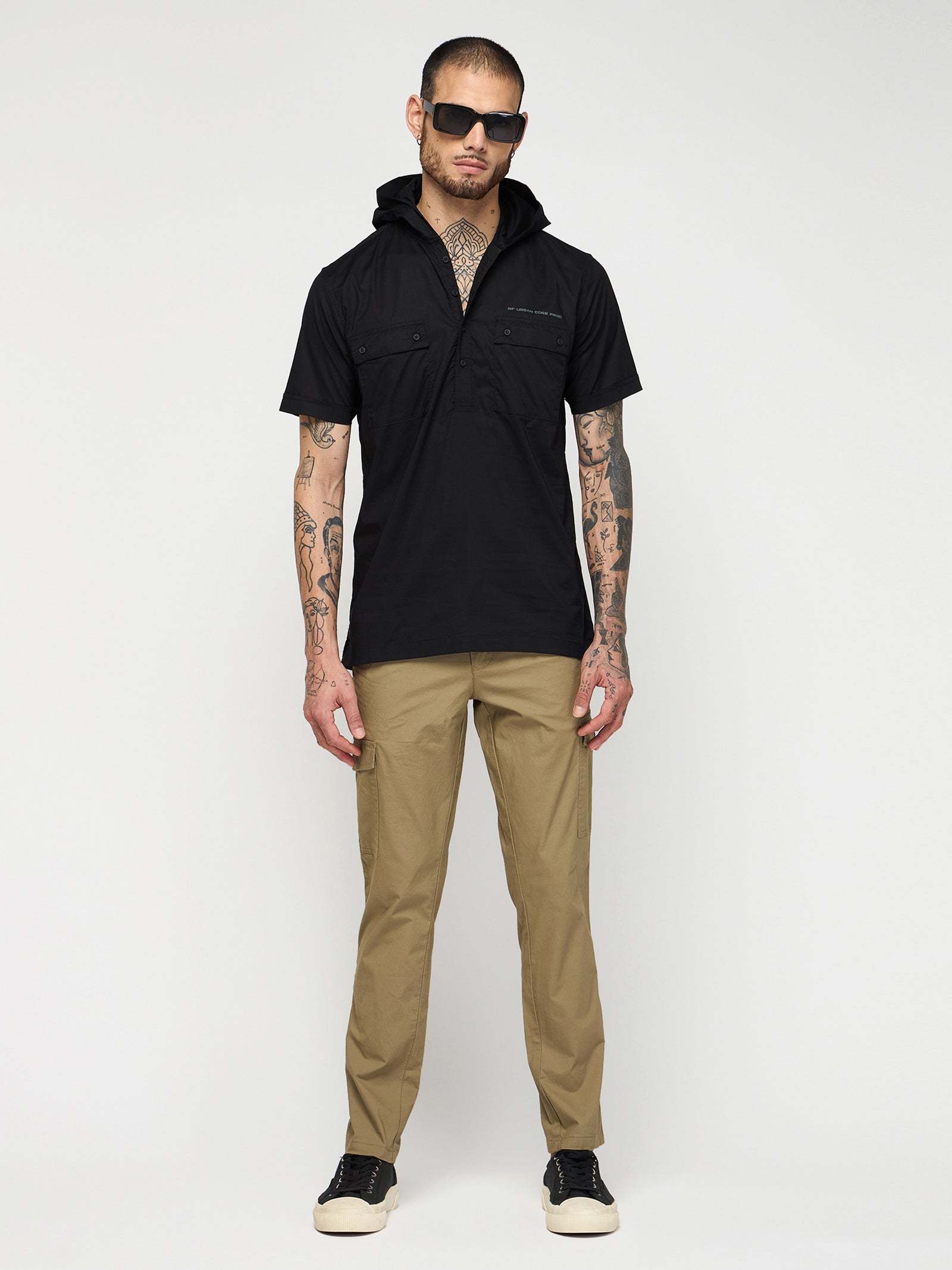 Double Pocket Hooded Shirt