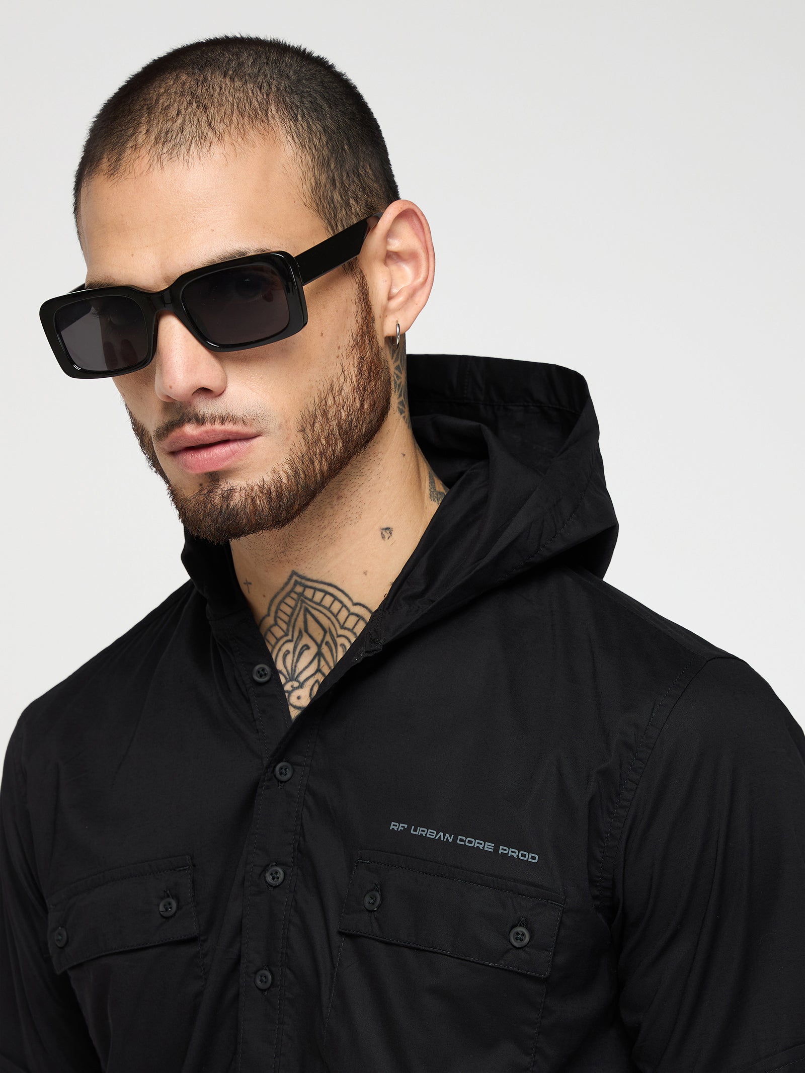 Double Pocket Hooded Shirt