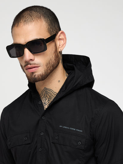 Double Pocket Hooded Shirt