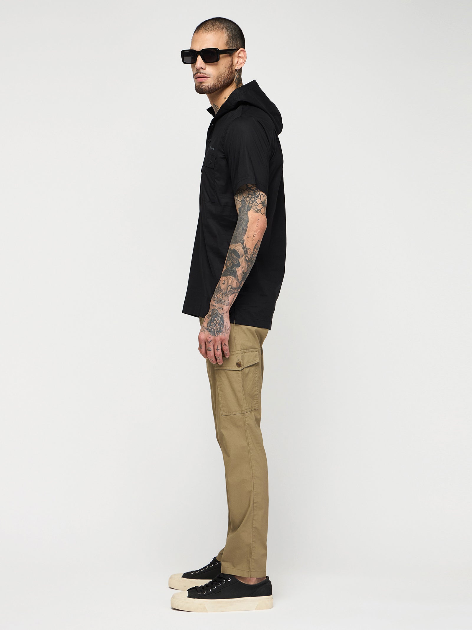 Double Pocket Hooded Shirt