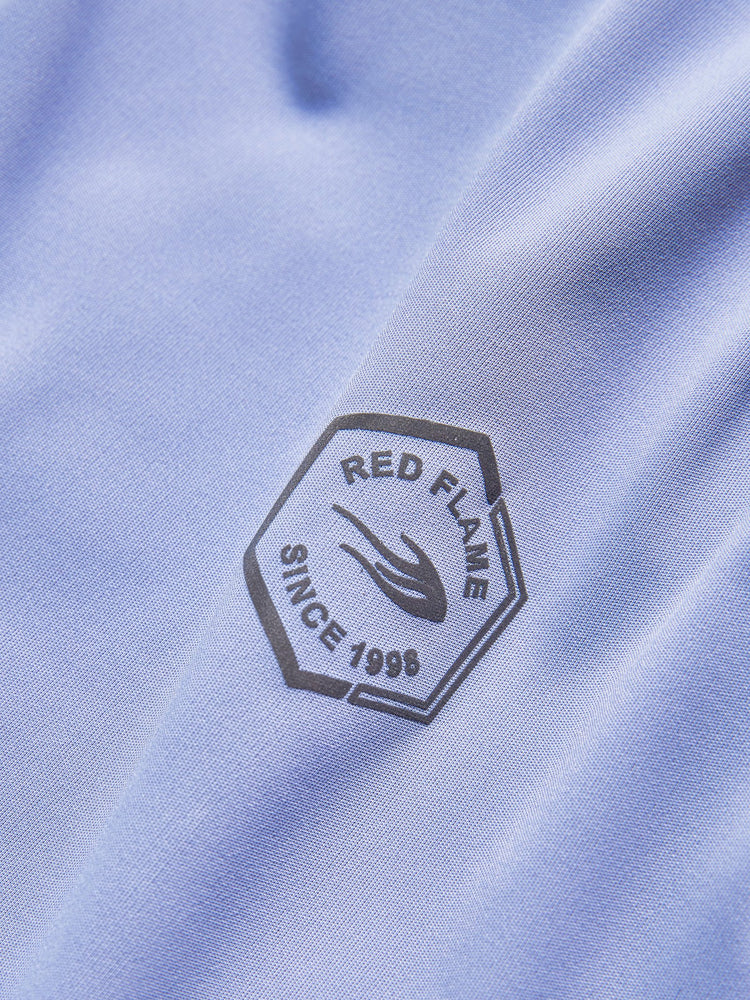 Blue Rayon Nylon Stretch Crew Neck T-Shirt