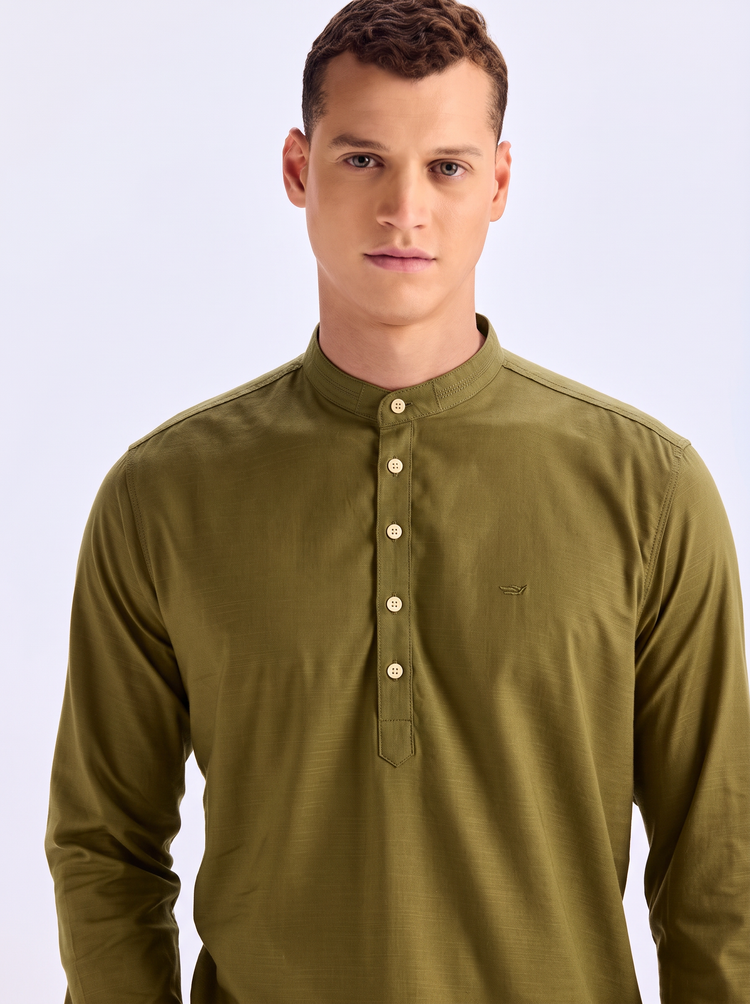 Olive Solid Kurta