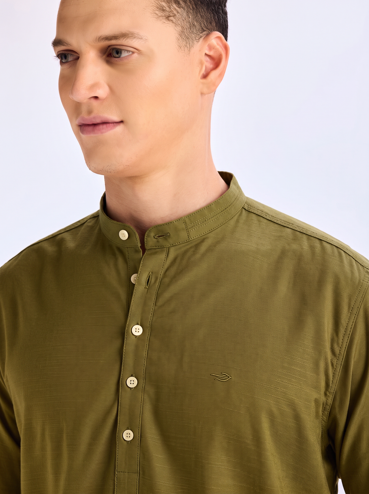 Olive Solid Kurta
