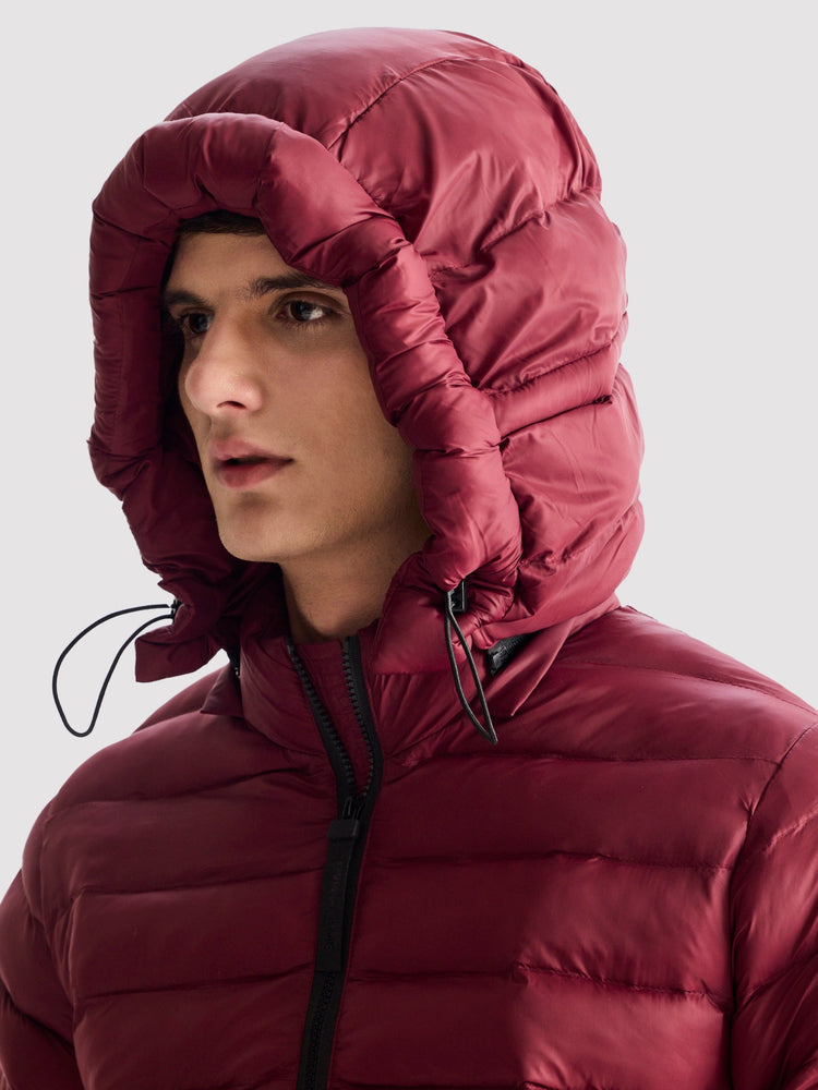 Maroon Hooded Puffer Jacket
