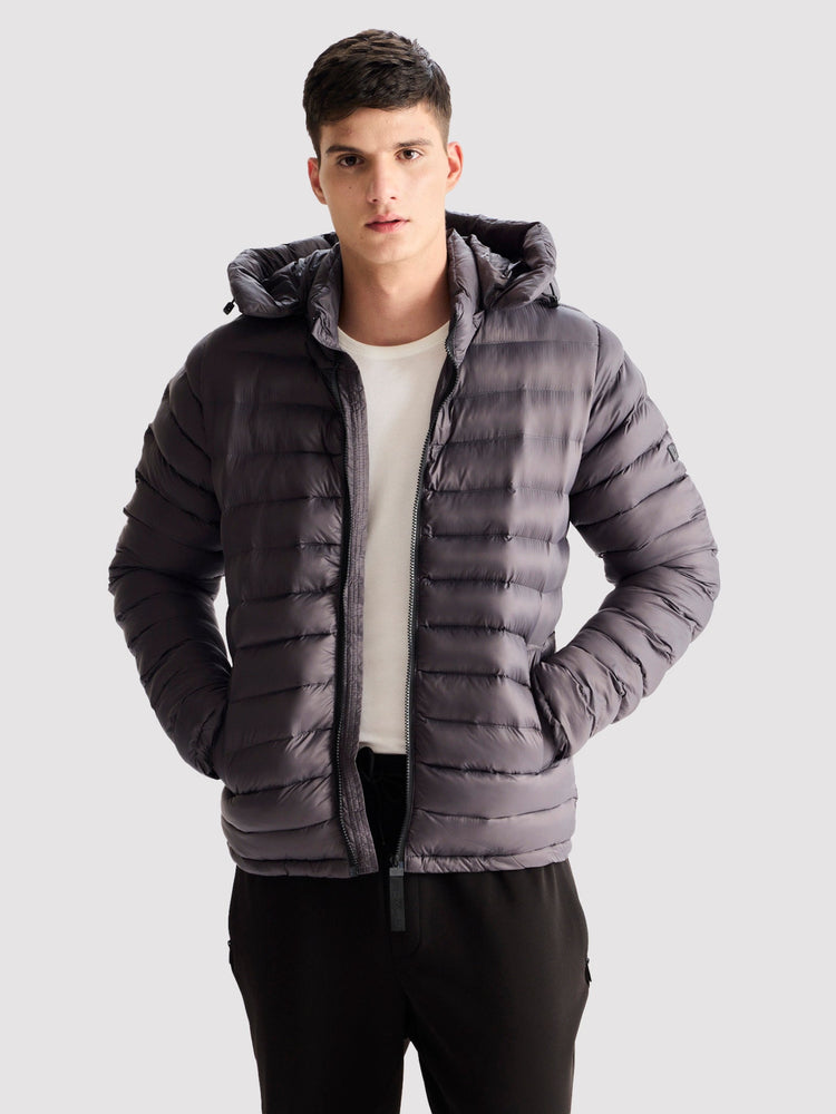 Grey Hooded Puffer Jacket