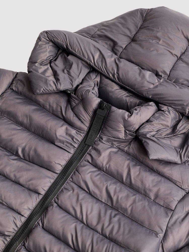 Grey Hooded Puffer Jacket