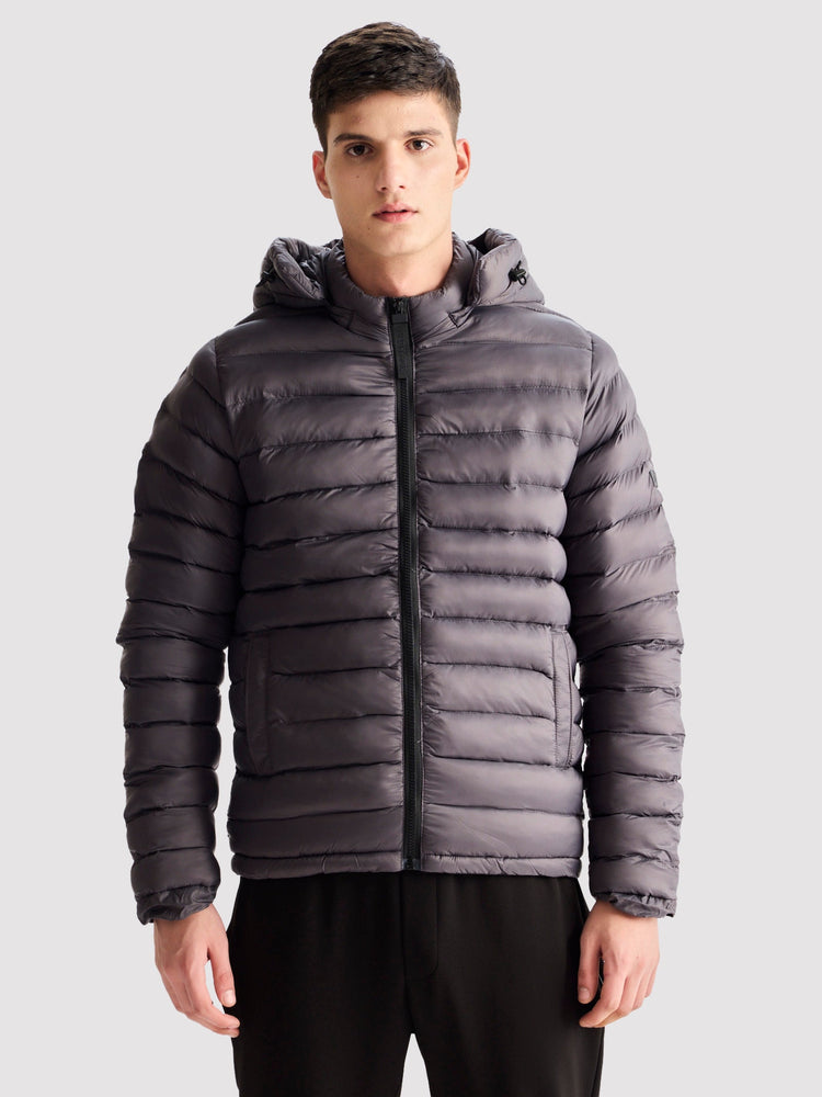 Grey Hooded Puffer Jacket