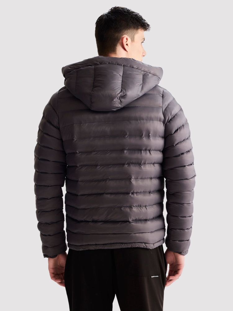 Grey Hooded Puffer Jacket