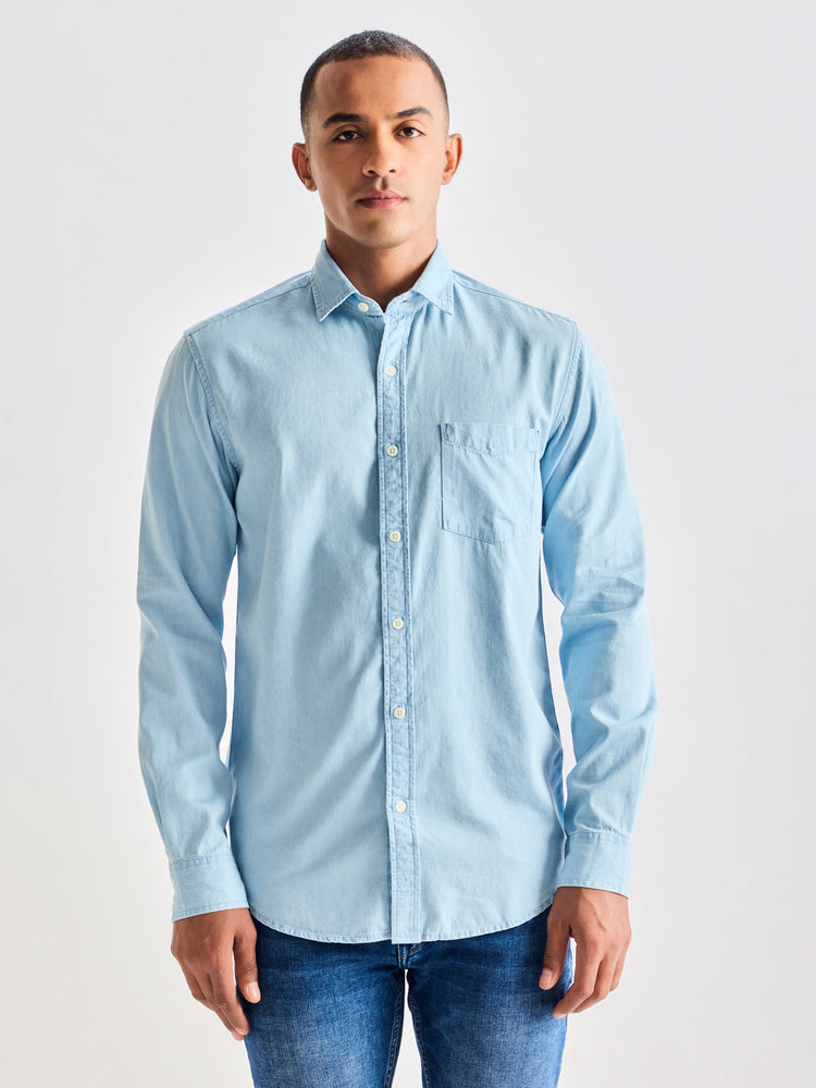 Blue Silky Denim Shirt