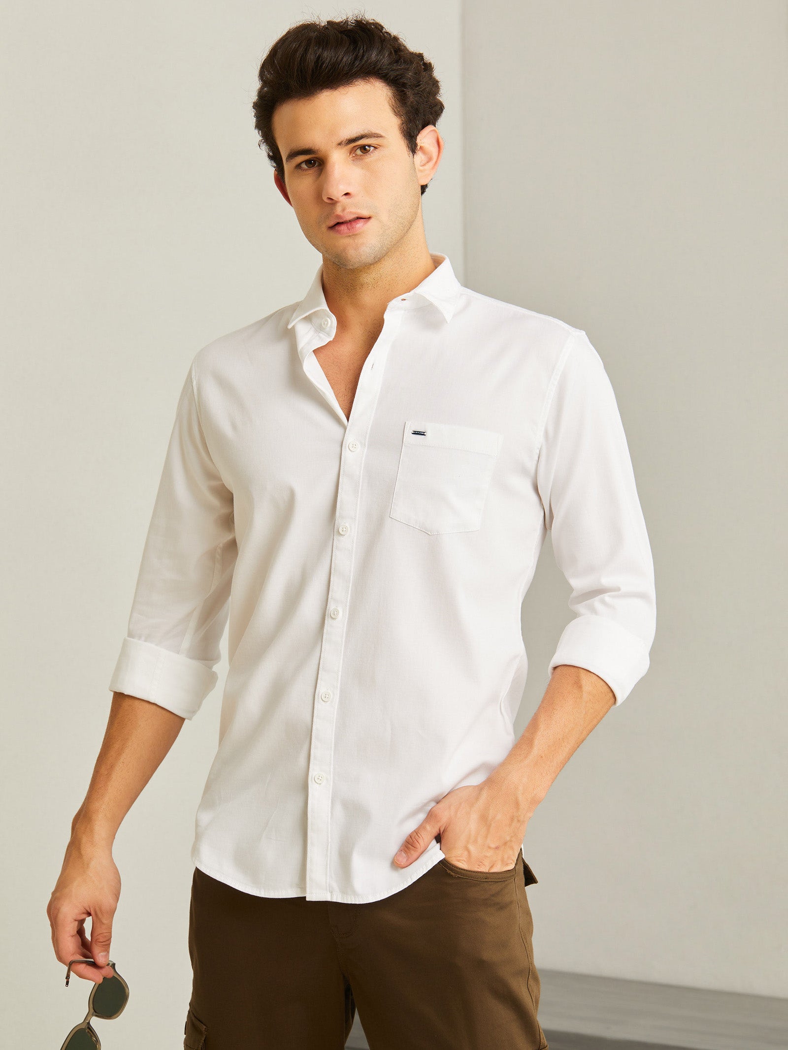 White Stretch Dobby Shirt