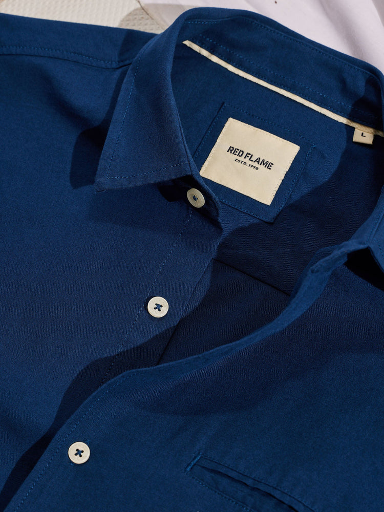 Navy Solid Casual Shirt