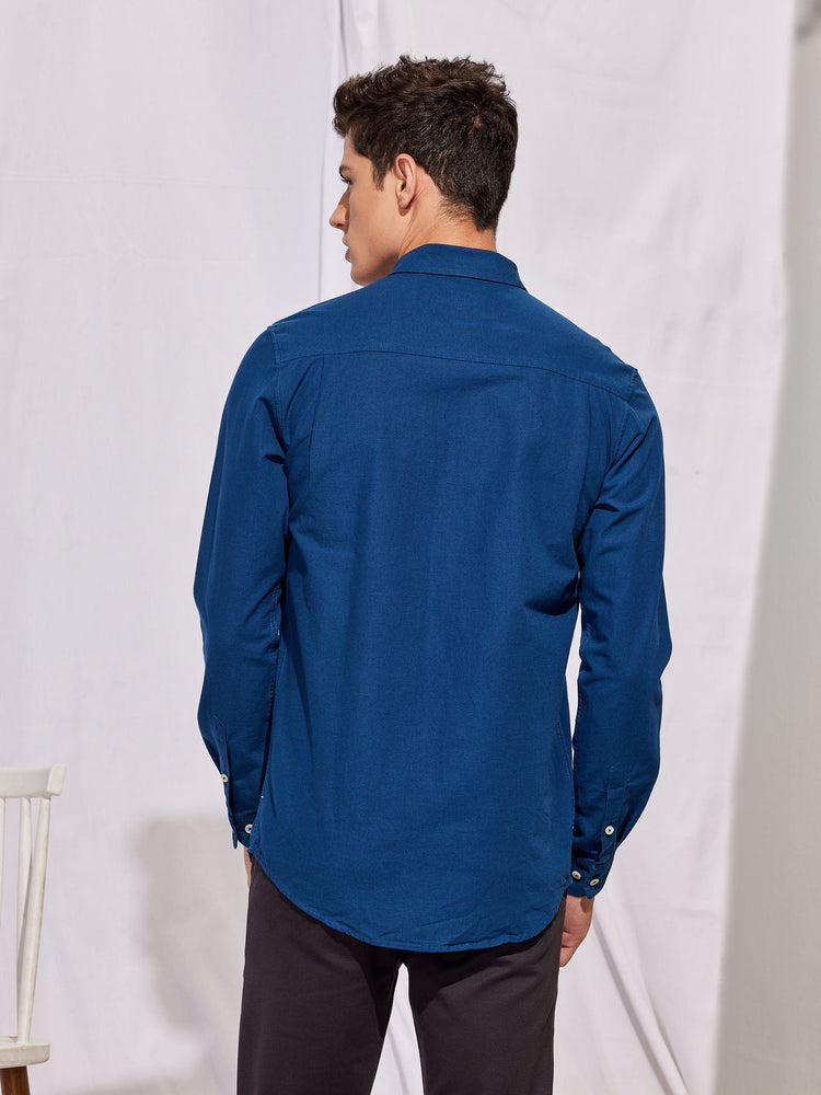 Navy Solid Casual Shirt