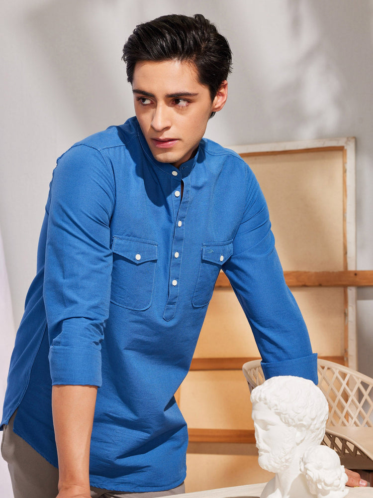 Blue Double Pocket Kurta
