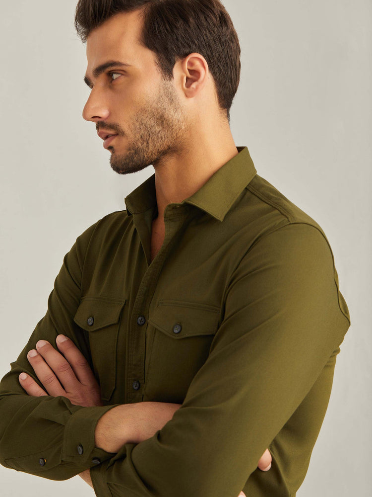 Olive Power Stretch Cargo Shirt
