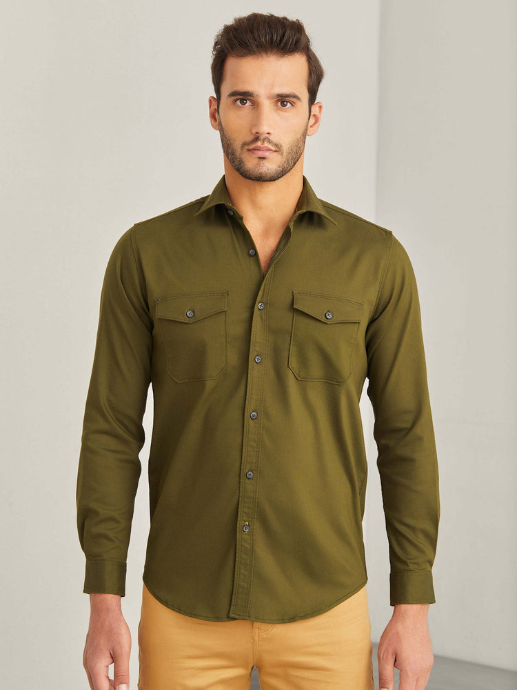 Olive Power Stretch Cargo Shirt