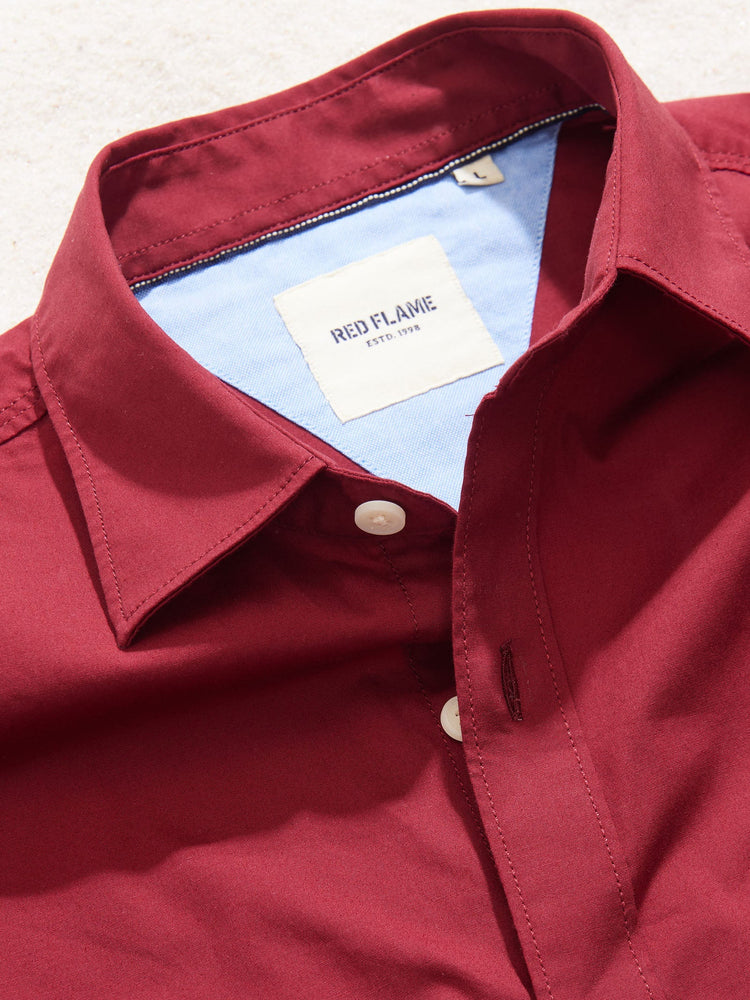 Maroon Solid Stretch Shirt