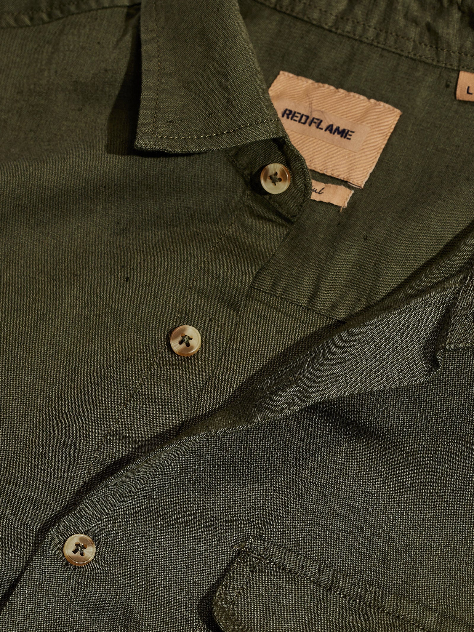 Olive Linen Cargo Shirt