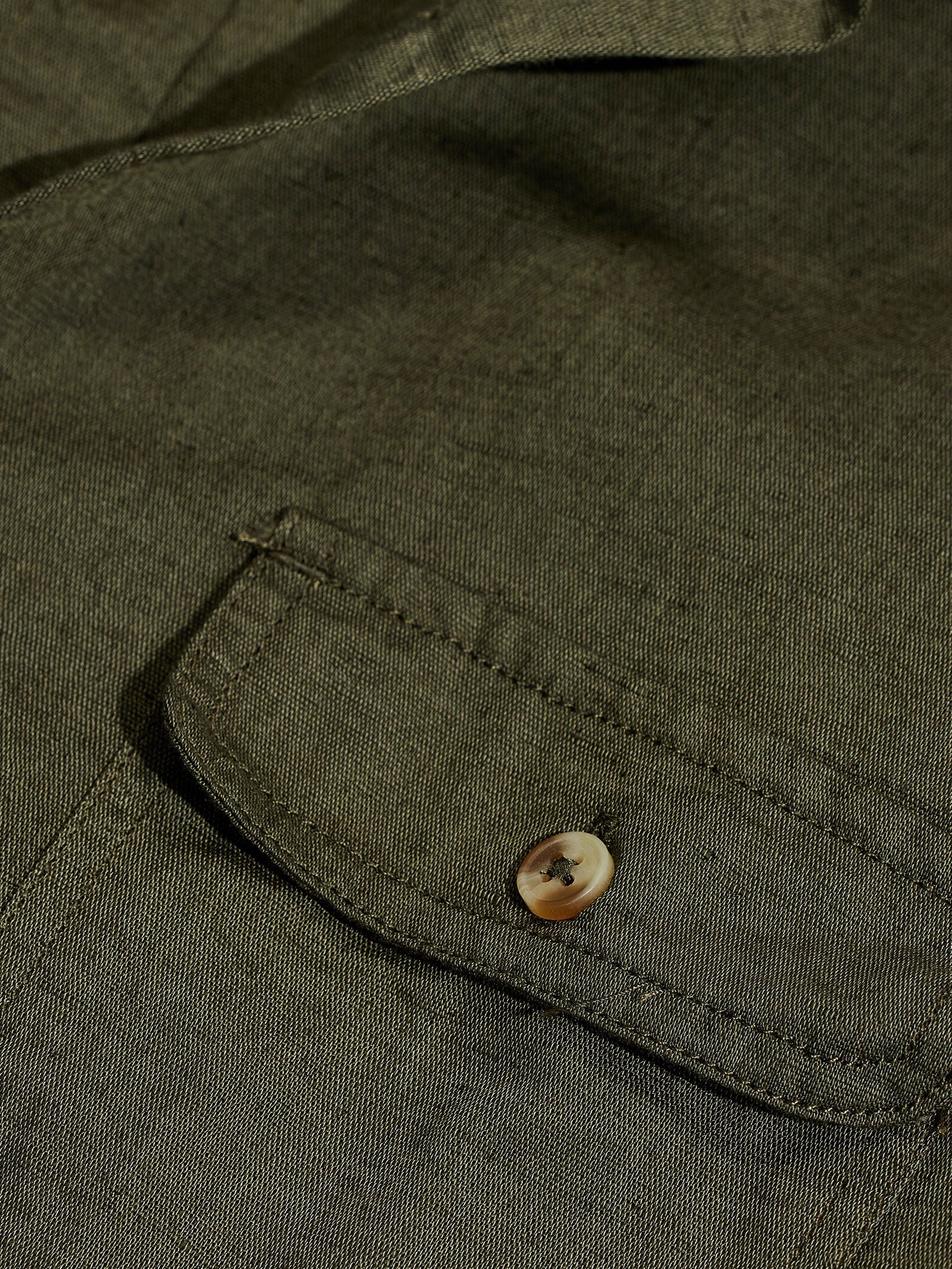 Olive Linen Cargo Shirt