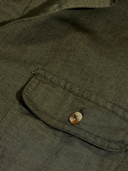 Olive Linen Cargo Shirt