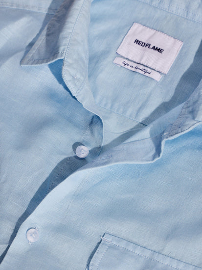 Blue Linen Cargo Shirt