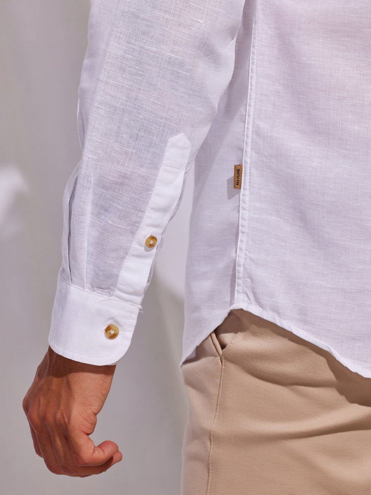White Linen Cargo Shirt