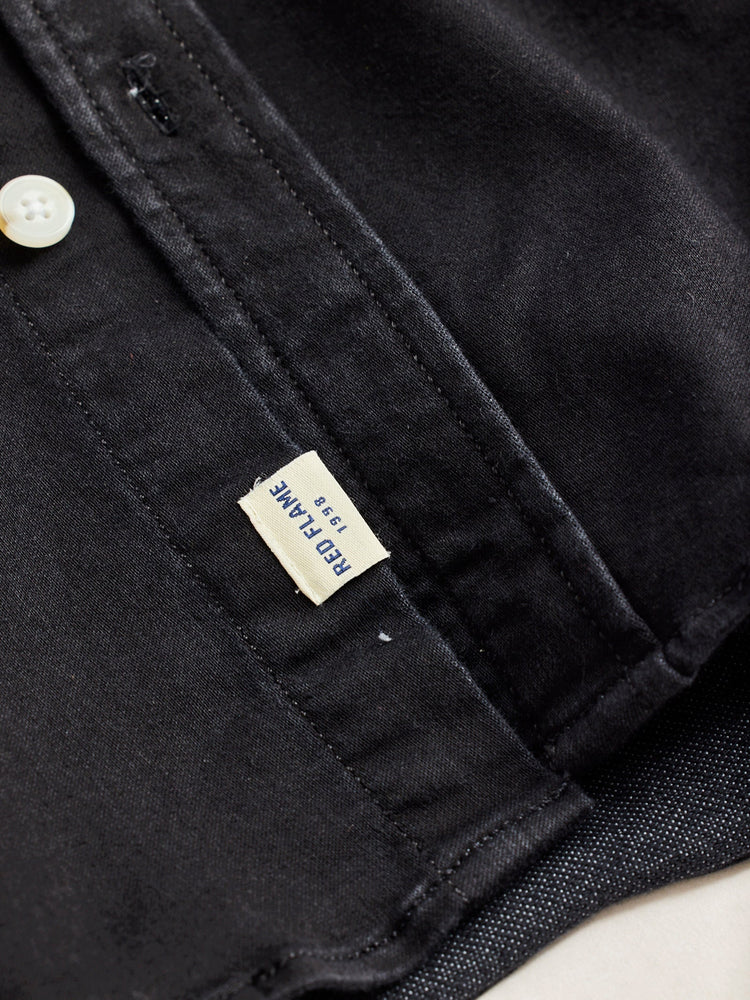 Black Hooded Denim Shirt