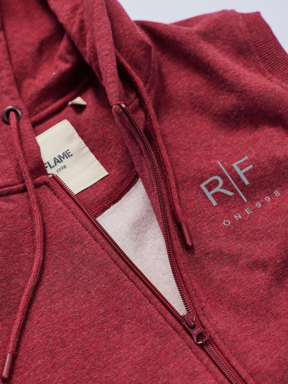Red Fleece Sleeve Less Hooded Sweatshirt