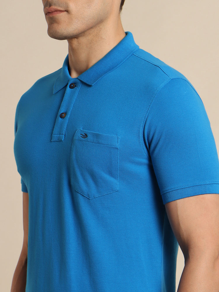 Royal Blue Solid Polo T-Shirt
