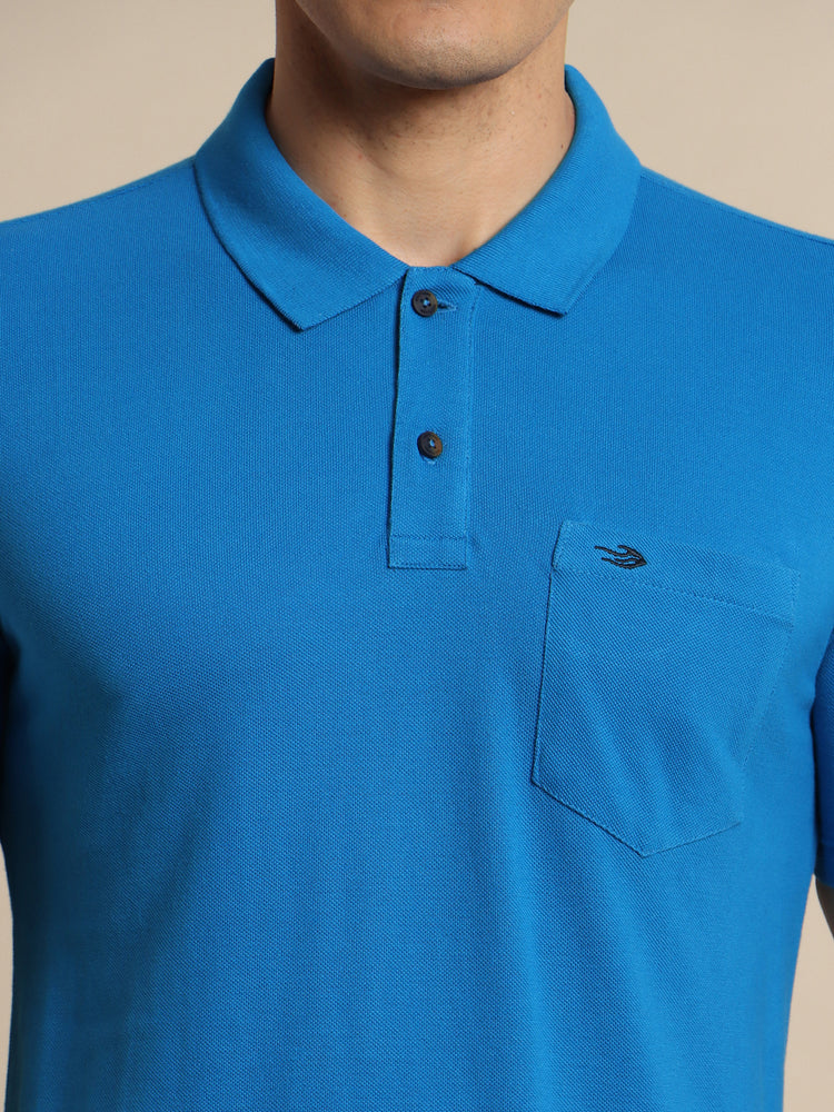 Royal Blue Solid Polo T-Shirt