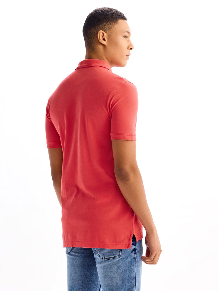 Dark Pink Regular Fit Pure Cotton Polo T-Shirt