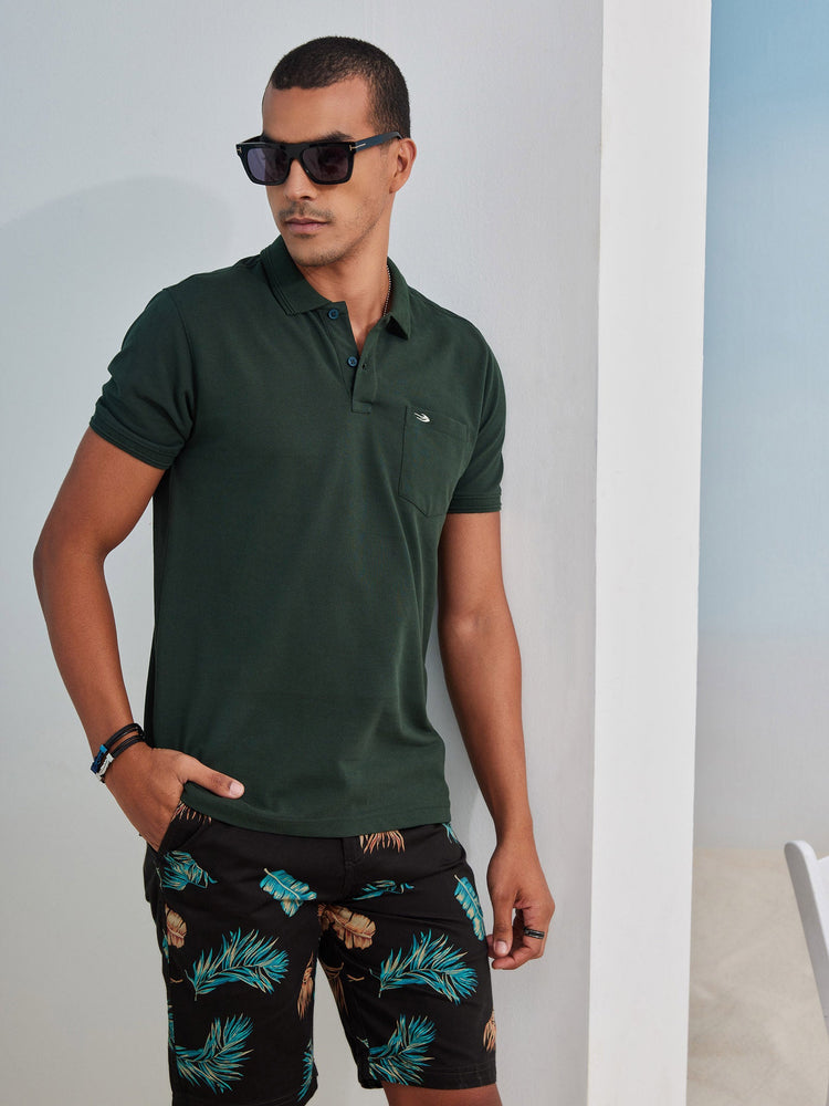 Green Solid Polo T-Shirt