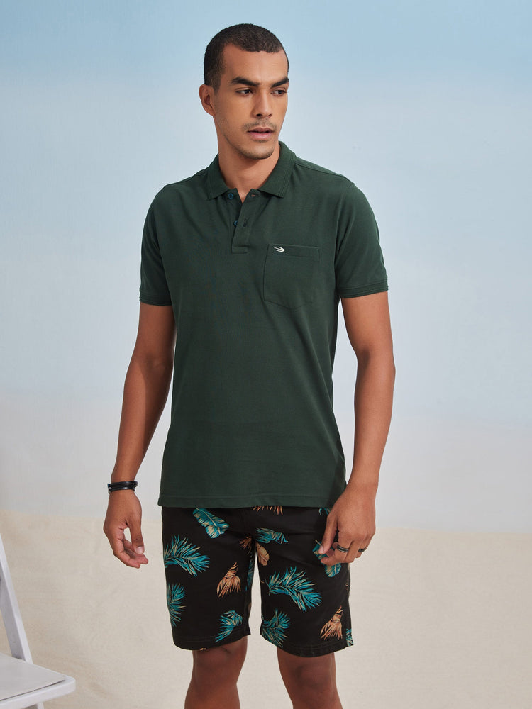 Green Solid Polo T-Shirt