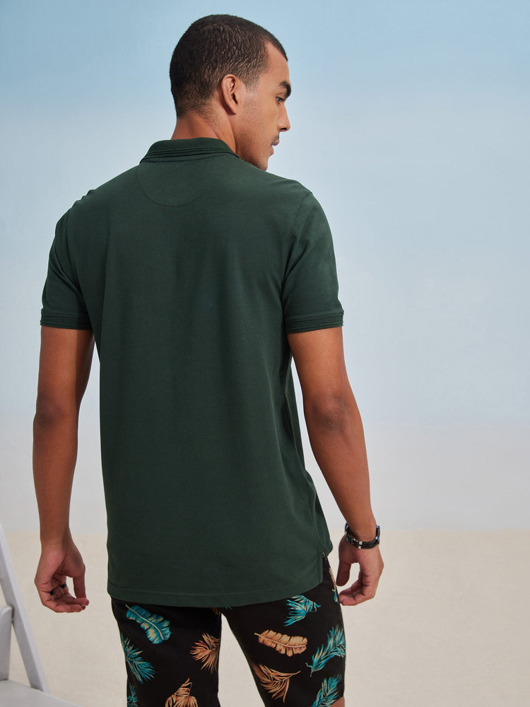 Green Solid Polo T-Shirt