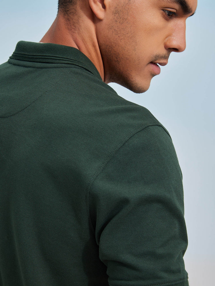 Green Solid Polo T-Shirt